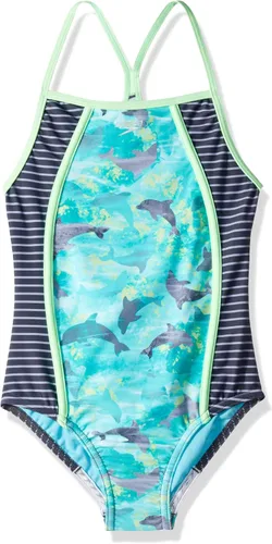 Vista 54 de Speedo Traje de baño de una pieza para niña con tiras finas Azul (Blue Print)
