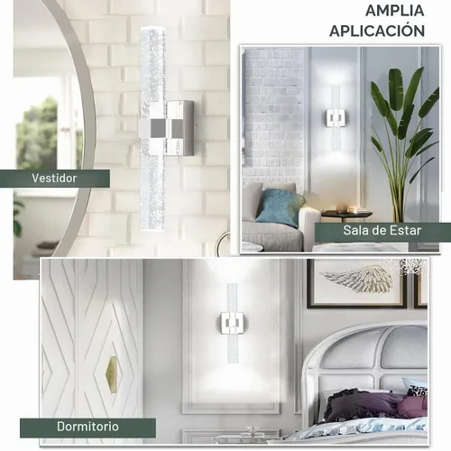 Vista 8 de Aipsun Lámparas de baño, luces cromadas con cristal de burbujas, accesorios de iluminación modernos de 19.7 pulgadas, accesorios de iluminación