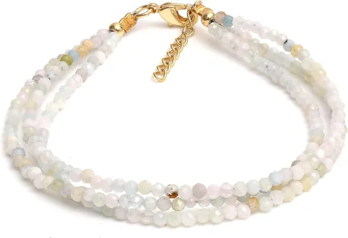 Vista 35 de Gempires - Pulseras de cuentas naturales de múltiples hebras, ligeras, hechas a mano, hipoalergénicas, de 8 pulgadas, chapadas en oro, elegantes
