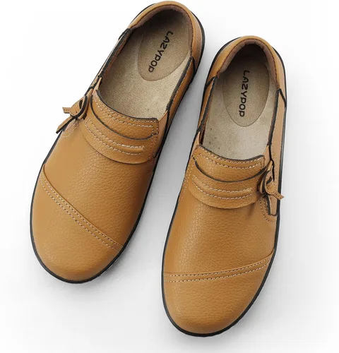 Vista 9 de Mocasines de cuero clásicos y cómodos para mujer, bonitos zapatos de vestir informales, ligeros, para caminar, zapatos planos para el trabajo diario