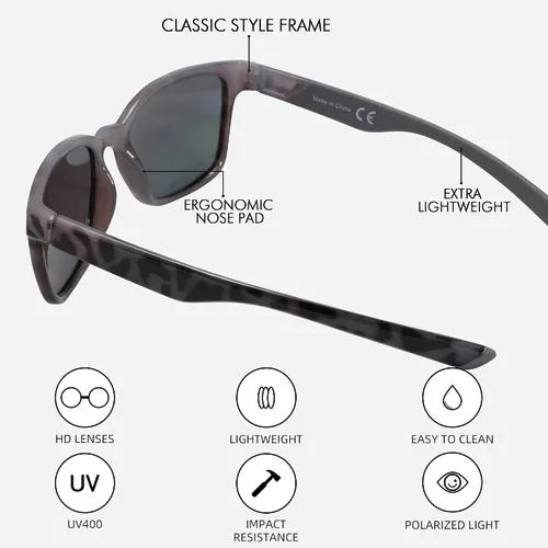 Vista 3 de ZENOTTIC Gafas de sol polarizadas para hombre, protección UV400, gafas de sol cuadradas