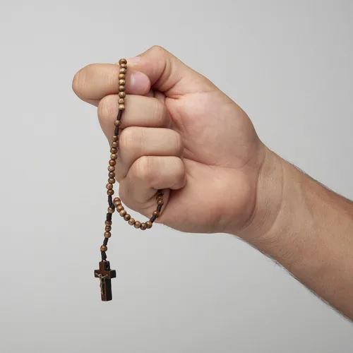 Vista 7 de Rosario de madera de tamaño pequeño de bolsillo Intercession fabricado en Brasil