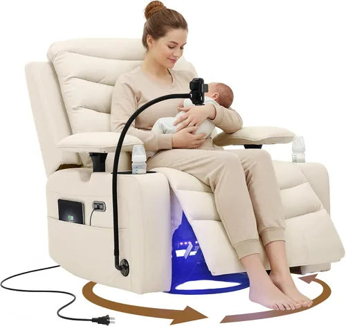 Vista 11 de Olela Power Glider - Silla reclinable para guardería, mecedora giratoria Gris