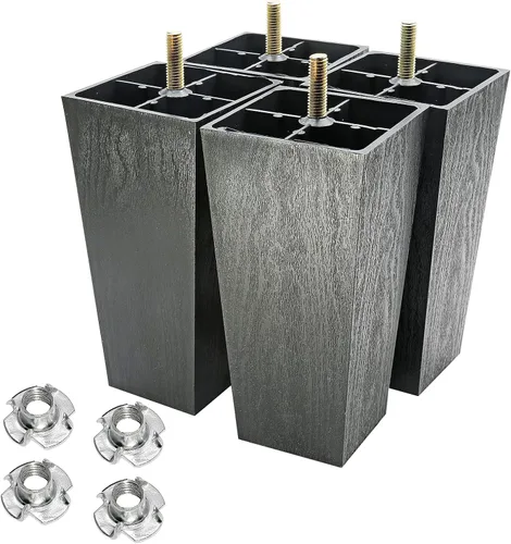 Vista 14 de Murtenze 4 patas de plástico para sofá de 2 pulgadas, patas de repuesto negras para sofá, patas redondas para muebles con pernos M8 para sofá