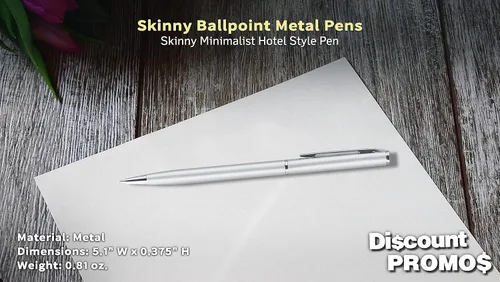 Vista 4 de DISCOUNT PROMOS Paquete de 10 bolígrafos de metal delgados – elegante, retorcido, tinta negra, color plateado