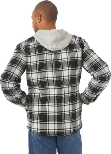Vista 2 de Wrangler Authentics Chaqueta de franela acolchada con capucha de manga larga para hombre
