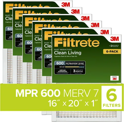 Vista 11 de Filtrete Clean Living - Filtro de aire para horno AC, MPR 600, 12 x 24 x 1 pulgadas, filtro antipolvo.