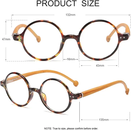 Vista 3 de JOVAKIT Lentes de bloqueo de luz azul redondos retro para mujeres y hombres, estilo literario vintage, sin receta