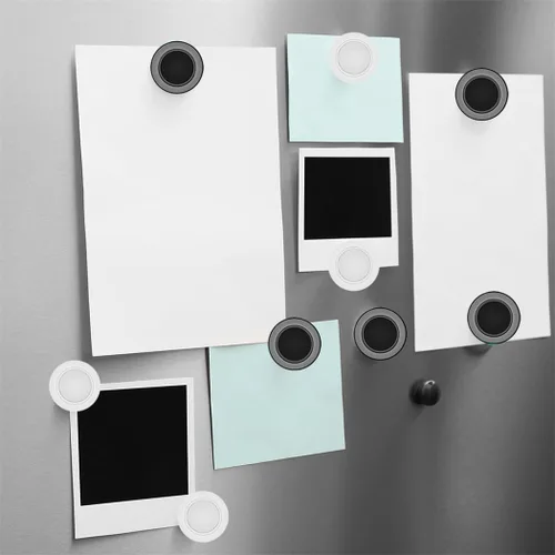 Vista 6 de Tablero de visualización magnético de hierro inoxidable - Tableros magnéticos de metal sin marco con 20 piezas de tiras de notas magnéticas