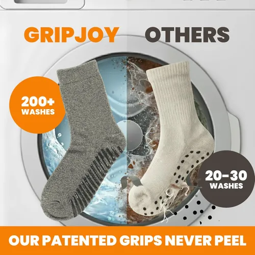Vista 3 de Calcetines Gripjoy de agarre para mujer, antideslizantes, calcetines de agarre para mujer y hombre, para pilates, yoga, hospital, 3 pares, de largo