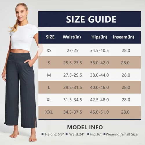 Vista 6 de HARTPOR Pantalones de yoga de pierna ancha para mujer, pantalones palazzo, pantalones casuales de cintura alta, pantalones de pijama cómodos