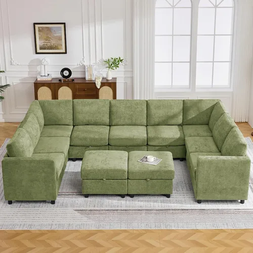 Vista 37 de WUTUTUEE Sofá biplaza modular de 58 pulgadas, sofá biplaza moderno de 2 plazas con almacenamiento, sofá modular de felpilla para sala de estar, Beige