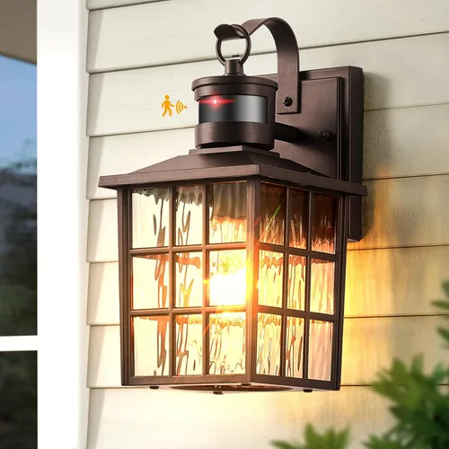 Vista 16 de VIANIS Luces de pared al aire libre con sensor de movimiento, luces de pared blancas del atardecer al amanecer, accesorio de luz exterior, linterna