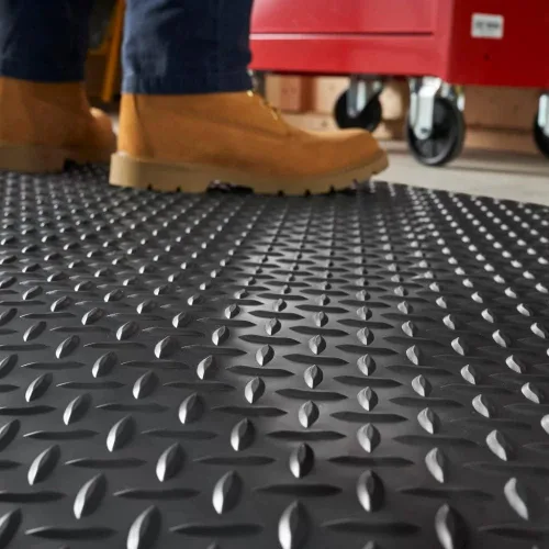 Vista 4 de Tapete de suelo con placa de diamante resistente antifatiga, soporte de pie de grado comercial para dolor de piernas y espalda, base de esponja