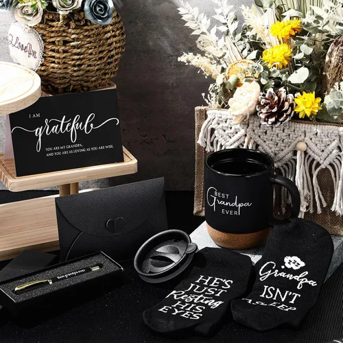 Vista 5 de ReliThick Juego de 6 regalos para el mejor abuelo para hombres, regalos del día del padre, regalos del abuelo, 13.5 onzas, tazas de cerámica