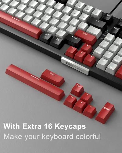 Vista 6 de Teclado mecánico compacto 80% para juegos, teclado mecánico intercambiable en caliente con teclado numérico e interruptores rojos, teclado
