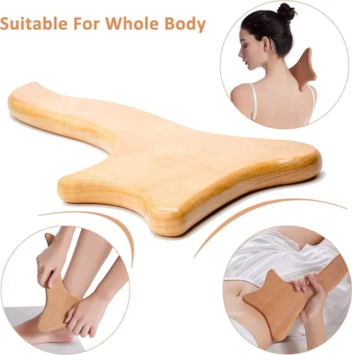Vista 2 de Masajeador de drenaje linfático de madera, herramienta de masaje de terapia de madera, herramienta de masaje anticelulitis para espalda, brazos