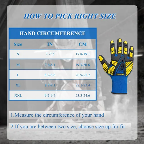 Vista 7 de 3 pares de guantes de trabajo, guantes resistentes a los impactos con goma para hombres y mujeres, guantes de nitrilo resistentes a cortes, guantes