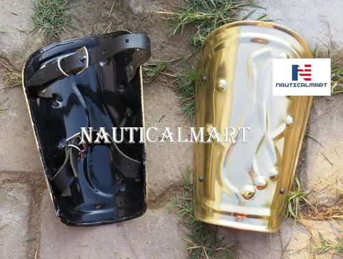 Vista 4 de NAUTICALMART Brazales de armadura griega, abrazaderas con acabado de latón, Latón
