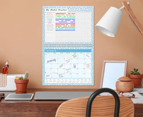 Vista 3 de Calendario mensual 2026 de escritorio/pared, rastreador de hábitos, diario, semanal y mensual, diario motivacional de seguimiento de hábitos