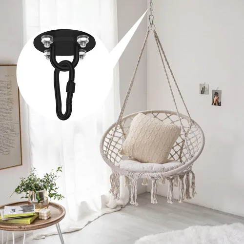 Vista 3 de TopHomer Kit para colgar hamacas, ganchos de hamaca resistentes con pernos de tornillo, ganchos de pared de hamaca de acero inoxidable para montaje