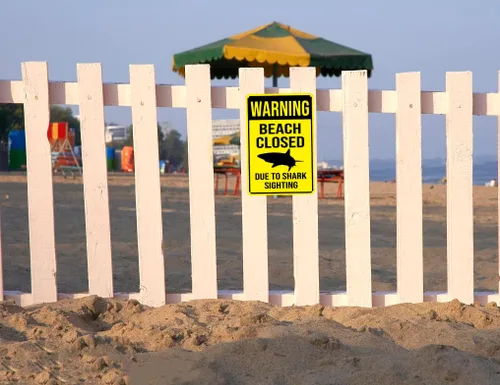 Vista 5 de Letreros de lata de advertencia, advertencia de playa cerrada debido a la observación, letrero de metal para hombres y mujeres, decoración de pared