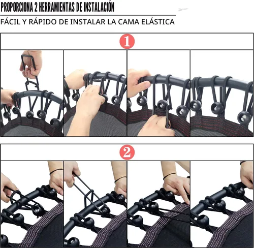Vista 4 de Newan Mini trampolín silencioso de 40 a 48 pulgadas, trampolín de fitness, bungee rebote, entrenamiento cardiovascular, entrenamiento para adultos