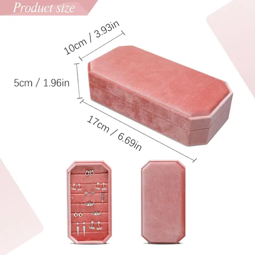 Vista 4 de HCJEBX Portable Velvet Jewelry Box Organizers Multifunction Jewelry Holder Earring Holder Travel Jewelry Box Suitable Gift For Women Or Girls (Pink)