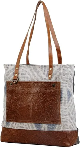 Vista 2 de Myra Bag Urbane Elegance Bolso de mano Upcrecycled Algodón y Cuero S-2812