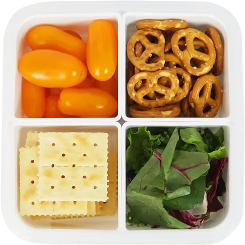 Vista 7 de Recipientes de comida con 4 compartimentos, cuadrados, 4.6 tazas (37.2 fl oz), paquete de 2 Compartimentos extraíbles, tapas herméticas