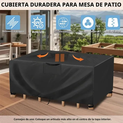 Vista 4 de Fundas impermeables para muebles de patio, 110 pulgadas de largo x 84 pulgadas de ancho x 28 pulgadas de alto, fundas resistentes para muebles