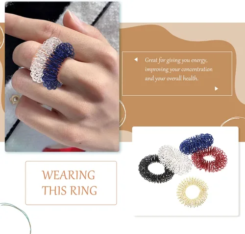 Vista 6 de 5pcs Spiky Sensory Finger Massager Roller Silent Toy para masaje de dedos (oro, plata, negro, azul, rojo)