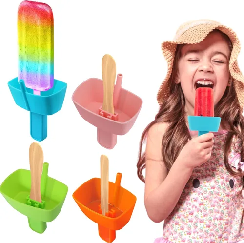 Vista 12 de AIERSA Juego de 12 soportes para paletas y fundas para paletas de hielo para niños, sin goteo, soporte de silicona para paletas con popote y fundas