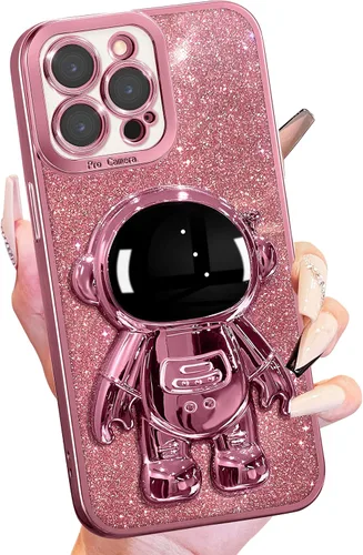 Vista 25 de Buleens Funda para iPhone 11 Pro Max Astronauta, Fundas Transparentes para iPhone 11 ProMax con Papel con Purpurina y Soporte de Astronauta, Mujeres