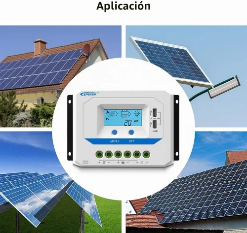 Vista 6 de EPEVER Controlador de carga solar de 10 A, regulador de carga de panel solar PWM de trabajo automático de 12 V/24 V, con pantalla LCD y potente
