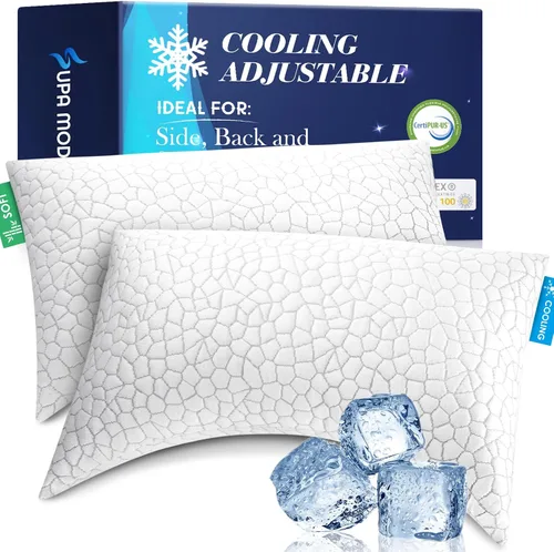Vista 19 de SUPA MODERN Almohada refrescante de tamaño estándar, 1 paquete, almohadas de espuma viscoelástica trituradas CertiPUR-US, almohadas de cama frescas