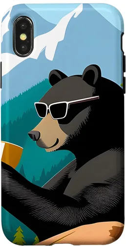 Vista 5 de iPhone 16 Bear Enjoying A Coffee Case