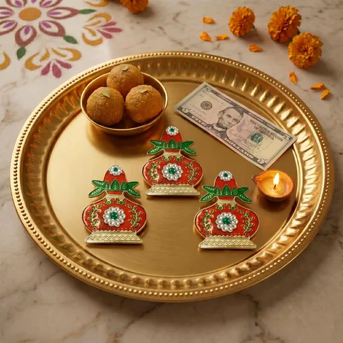 Vista 5 de LOVENSPIRE Paquete de 10 soportes decorativos Kalash Haldi Kumkum Roli Chawal/soporte de arroz Indio Festival Favor Diwali Rakhi Pooja Mandir Tika