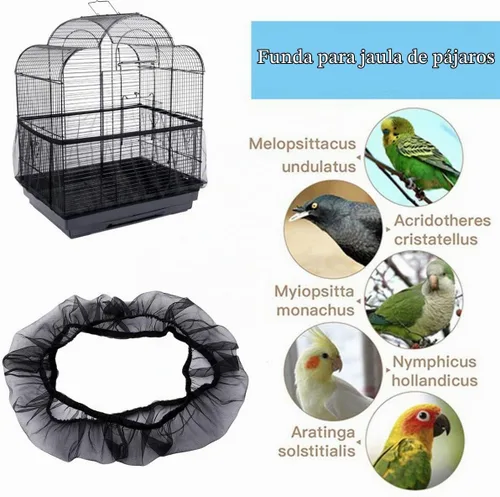 Vista 2 de Jaula Universal para Pájaros con Protector de Semillas, Protector de Malla de Nylon para Captura de Semillas, Protector de Malla de Nylon