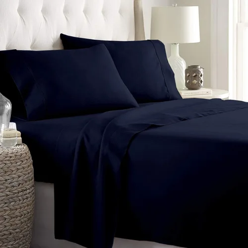 Vista 7 de Juego de sábanas de algodón de 15 pulgadas de profundidad con 2 fundas de almohada de 800 hilos para cama individual de 4 piezas