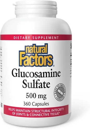 Vista 10 de Natural Factors, Sulfato de glucosamina, apoya la movilidad saludable de las articulaciones, el cartílago y el tejido conectivo, 180 cápsulas