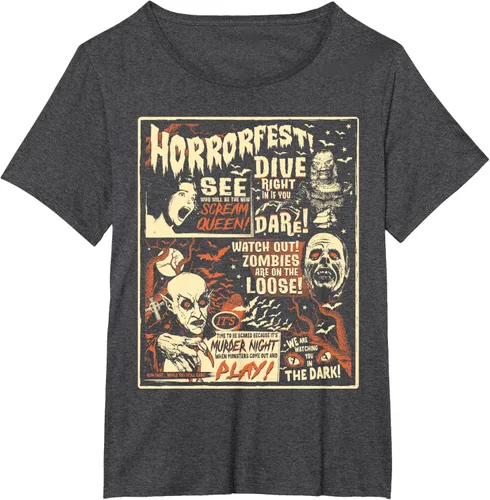 Vista 23 de Camiseta de terror vintage con póster de Halloween y película de terror Negro