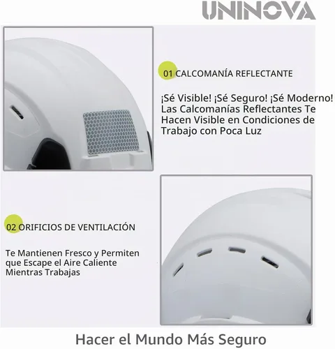 Vista 5 de Casco duro OSHA con visera ANSI Z89.1 aprobado ventilado casco de seguridad Cascos De Construcción T1 Blanco