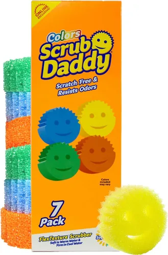 Vista 11 de Scrub Daddy Esponjas de Color – Esponjas multiusos para platos sin arañazos para limpieza de cocina, baño y hogar – Hechas con espuma de polímero