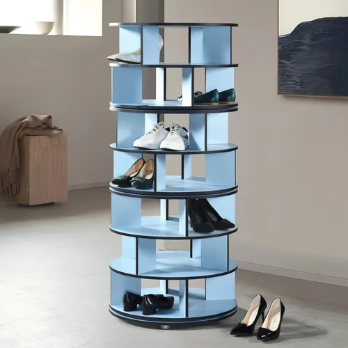 Vista 8 de Kings Brand Furniture - Zapatero giratorio de 5 niveles, 360° giratorio Lazy Susan, organizador de almacenamiento en torre para armario, entrada