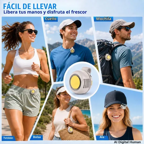 Vista 13 de Mini ventilador silencioso portátil sin aspas, clip giratorio de 360° en Blanco
