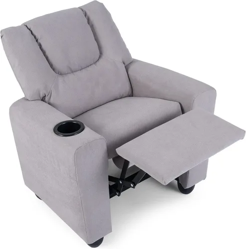 Vista 10 de GLACER Sillón reclinable para niños con portavasos de terciopelo vaca
