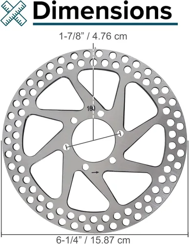 Vista 6 de AlveyTech Rotor de disco de freno delantero para motos eléctricas Razor MX500 y MX650 – Rotores para frenos de bicicleta de cohete, 6-1/4 pulgadas