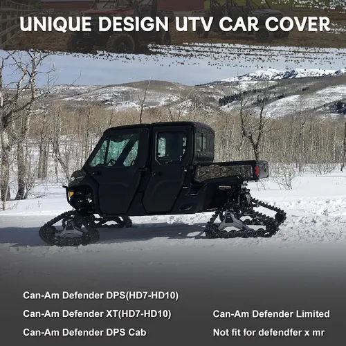 Vista 5 de Funda impermeable UTV compatible con Can-am Defender de 2 plazas, 6 capas para todo tipo de clima, con rejillas de ventilación, cremallera de puerta