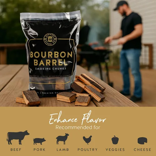 Vista 3 de Midwest Barrel Co. Bolsa de trozos de madera para barbacoa humeante de barril de bourbon - Trozos auténticos de madera de roble blanco americano